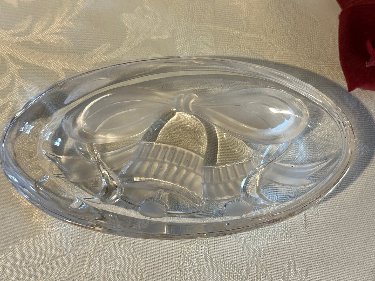 Vintage Mikasa Christmas Candy Dish Gilded Bells, Etched Glass